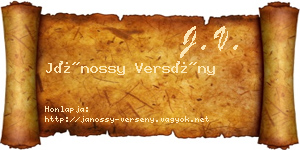 Jánossy Versény névjegykártya